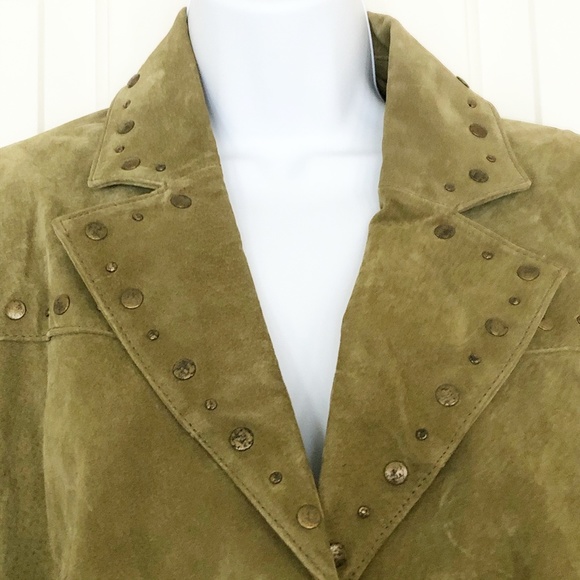 VTG Bernardo Suede Studded Jacket XL - Picture 2 of 11